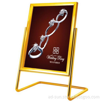 Copper Metal Sign Stand, Poster Standing Signs for Hotel